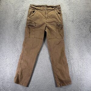 True Craft Pant Men's 32x31 Brown Cotton Cargo Straight Workwear Travel Stretch